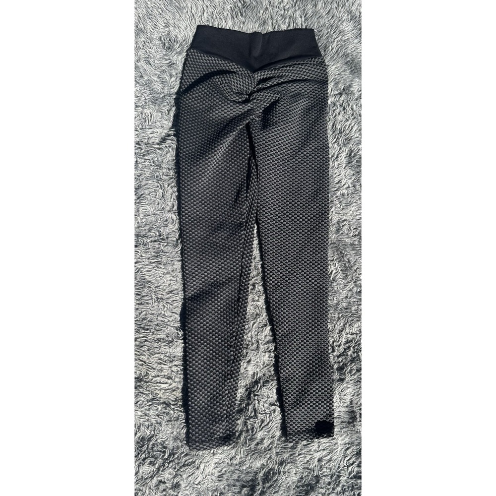Synched Butt Lift Anti Cellulite Textured Sexy Leggings Poly/Spandex Black, M